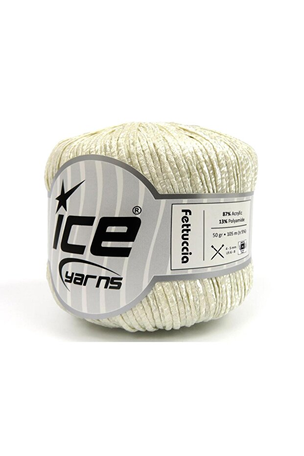 6X50Gr. Fettuccia Acrylic Light Cream Stripe, Summer Yarns, Worsted, Acrylic
