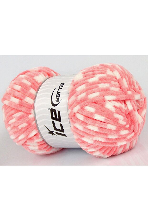 Lot of 4 X 100Gr Skeins Ice Yarns Chenille Baby Colors (100% Microfiber) Yarn Pink White