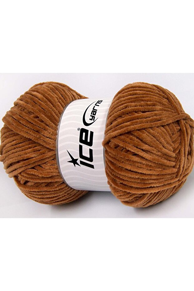 Lot of 4 X 100Gr Skeins Ice Yarns Chenille Baby Light (100% Microfiber) Yarn Light Brown