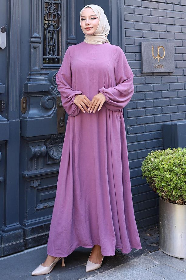 Eva Ayrobin Tesettür Elbise Lila HM2454 - 3