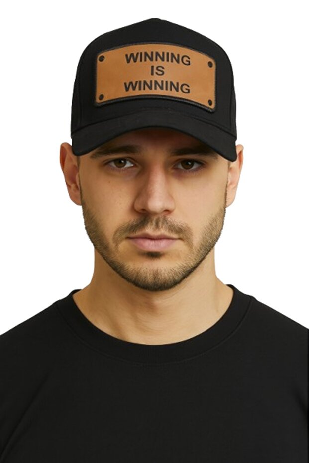 قبعة Winning is Winning مكتوبة قابلة للتعديل موديل قبعة رجالية سوداء
