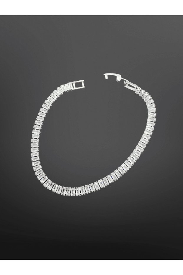Baguette Zircon Stone Silver Color 316L Steel Bracelet | Sparkling Classic and Elegant Jewelry