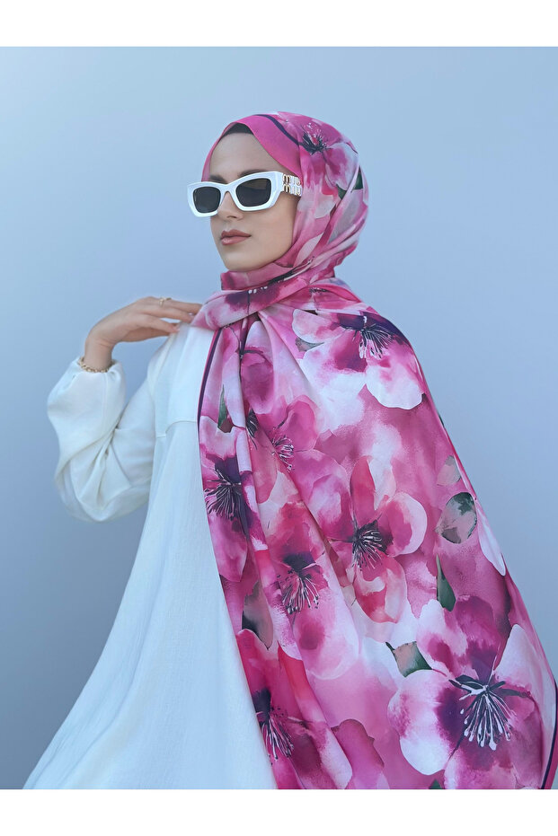 شال قطن بنمط الأزهار - 1