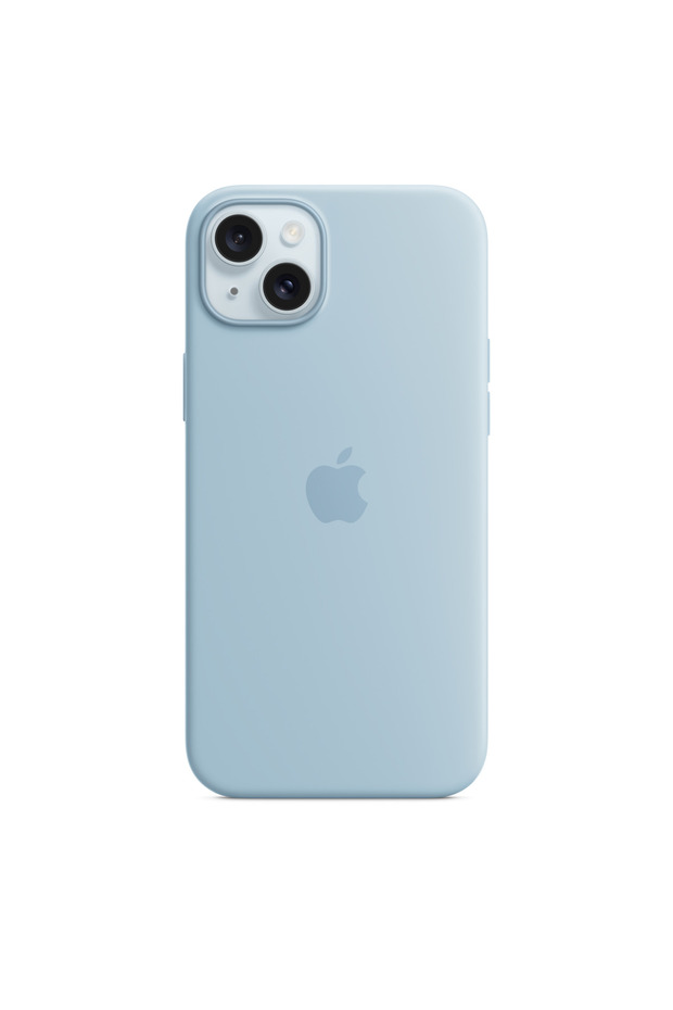 جراب سيليكون لجهاز iPhone 15 Plus مزود بخاصية MagSafe - أزرق فاتح