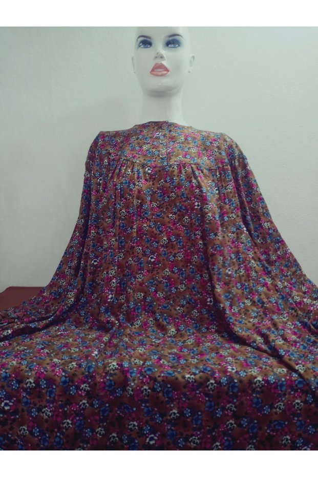 Robadan Long Sleeve 100% Viscose Push Flower Mother Dress, Prayer Dress