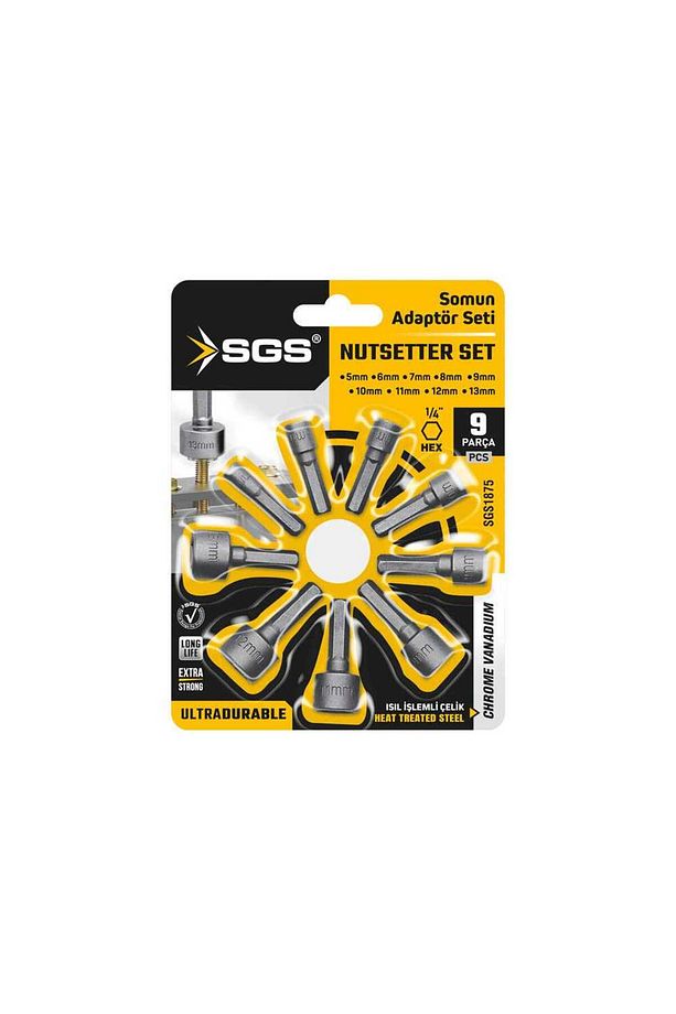 SGS1875 9 Parça Manyetik Somun Sökme Ve Çatı Adaptörü Seti, 5-13 mm - 1