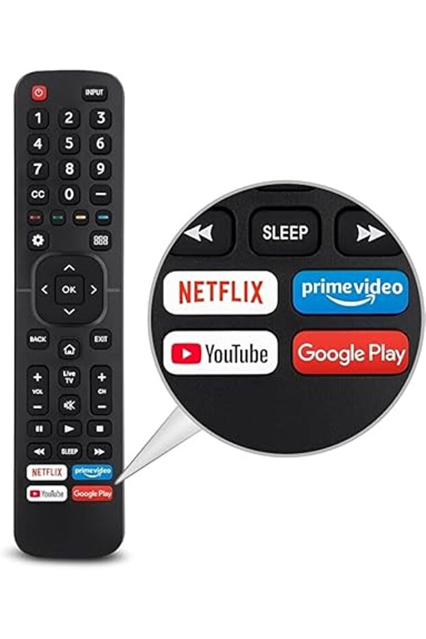 Replacement Hisense TV Remote – Compatible with All Smart LCD, LED, UHD, 4K Android Models - 1