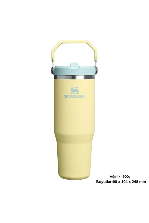 The IceFlow Flip Straw Pipetli Termos Bardak 0.89 LT Matara SARI - 5