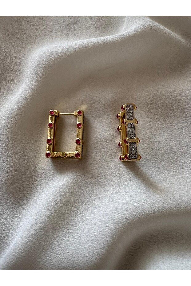 أقراط موديل سيريناي مستطيلة من حجر الزركون - 3