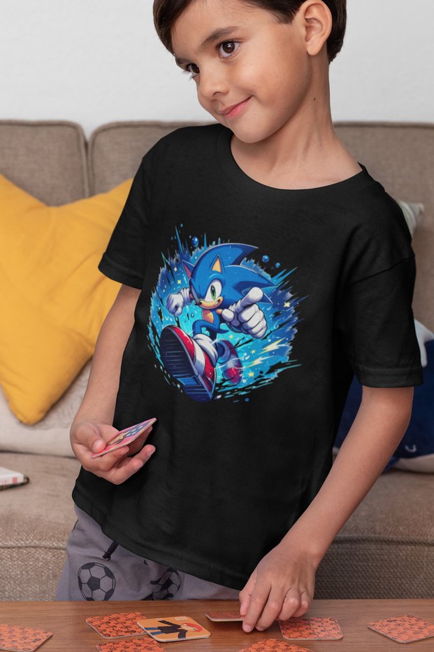 Super Sonic Printed Unisex Cartoon Children's T-Shirt (1-12 Years)