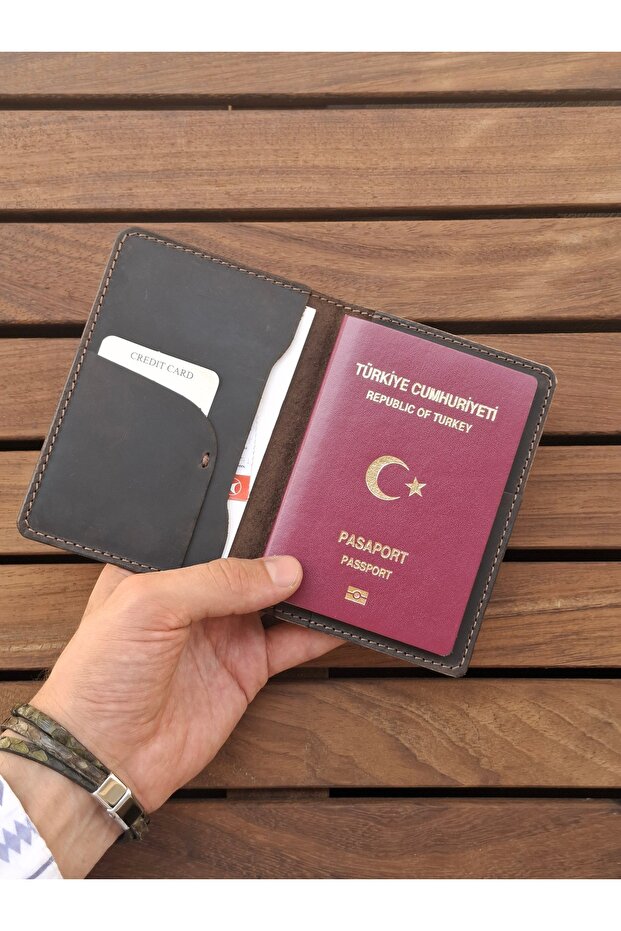 Brown Passport Cover Genuine Leather Travel Wallet Passport Holder