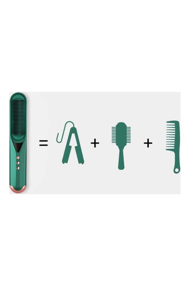 2-in-1 Hair Straightener Comb, Ceramic Electric Beard Straightener Brush for Home & Travel