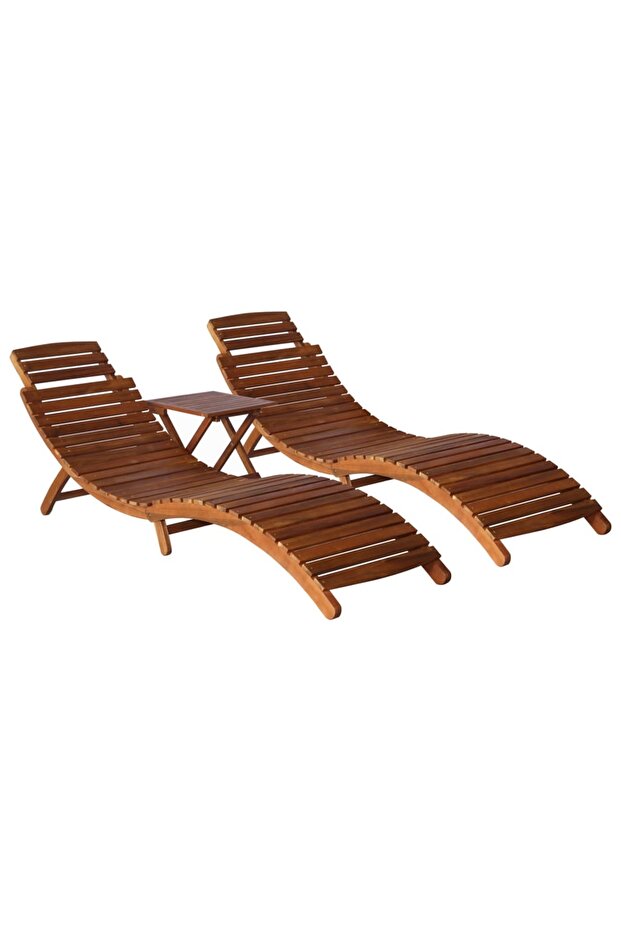 Sunlounger With Table | Natural Acacia | Solid Acacia Wood | Standard