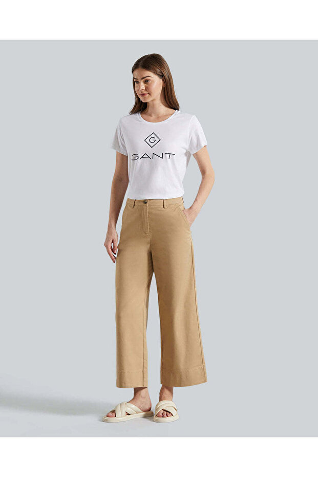 WIDE LEG CROPPED COTTON PANTS