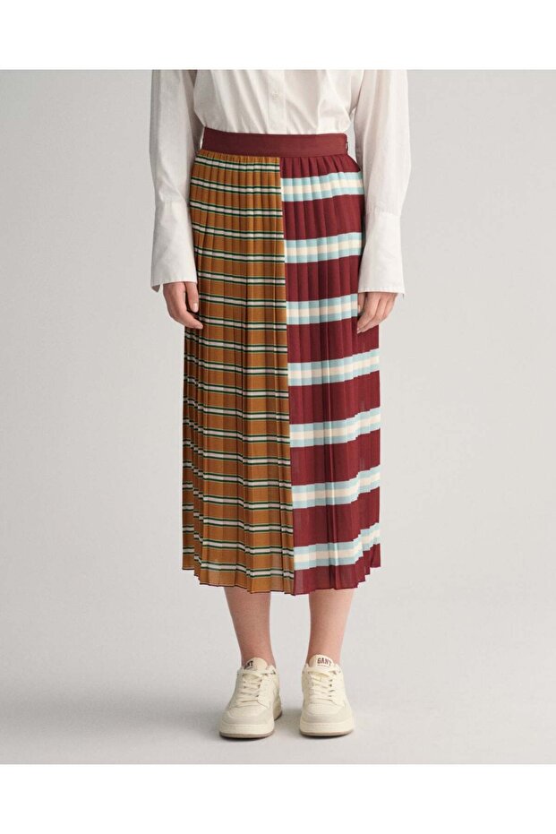 Striped Pleated Skirt