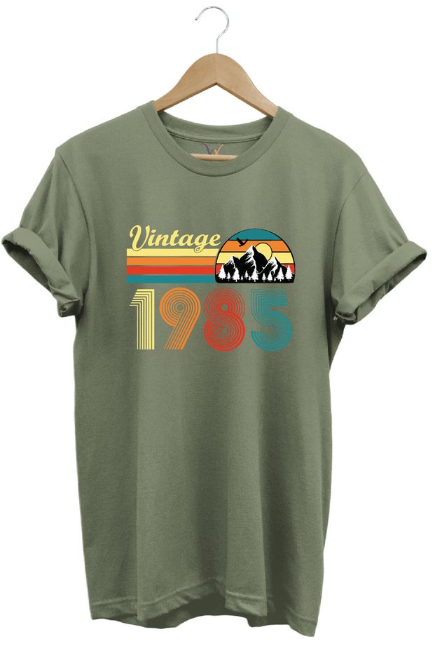 Retro Vintage 1985 Nature Themed Colorful Printed 100% Cotton Unisex Regular Fit T-Shirt