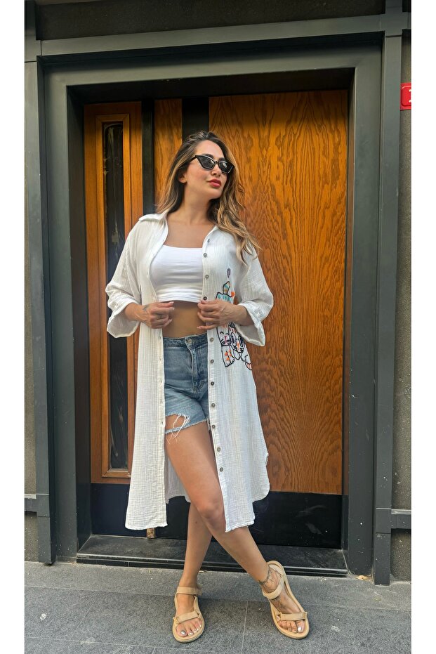 Müslin gömlek elbise - 1