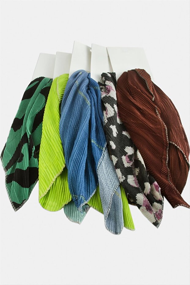 Zr Mixed Pleated Scarf 50 cm
