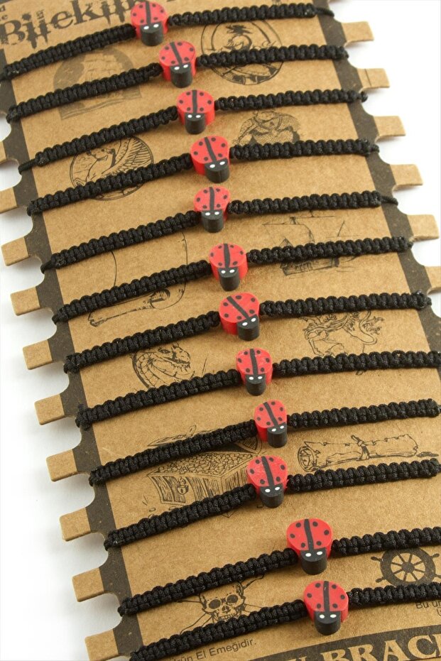 Ladybug Macrame Braided Bracelet Ilkel-Bjt940
