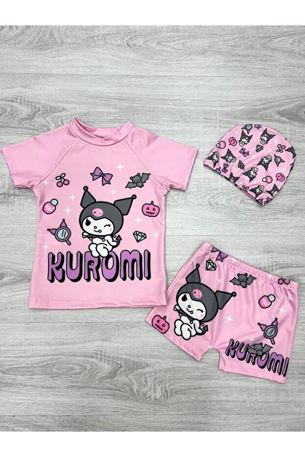 Three Piece Girl's Bonneted Swimsuit