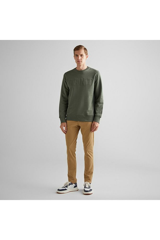 Erkek Yeşil Regular Fit Bisiklet Yaka Logolu Sweatshirt - 3