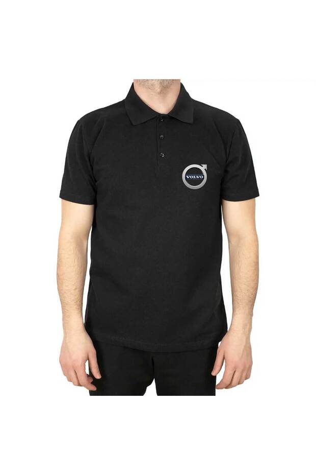 Polo Neck Volvo Logo Black T-Shirt