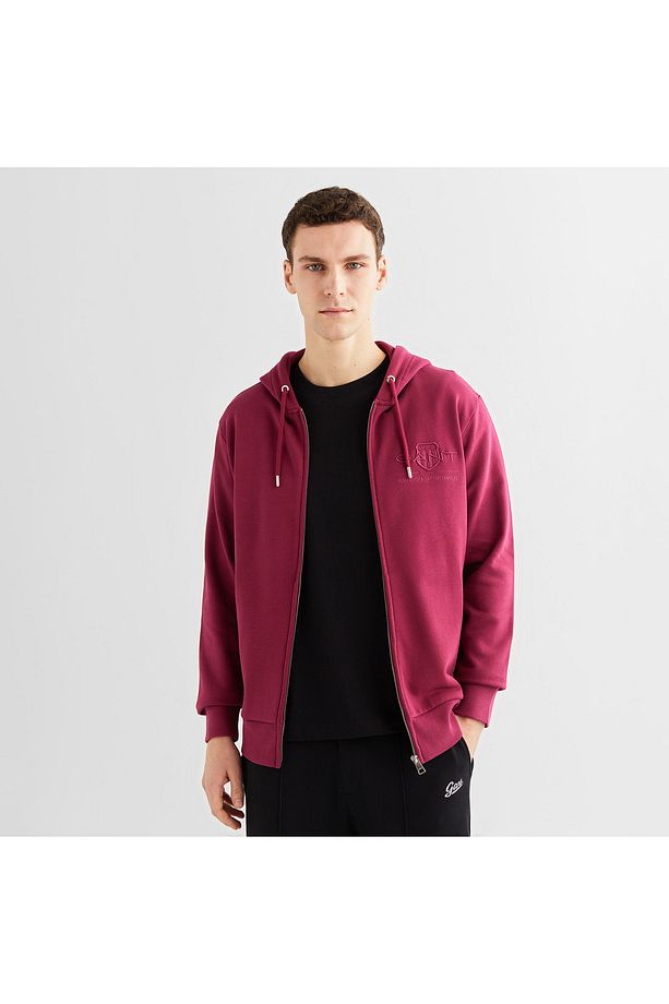 Erkek Bordo Regular Fit Kapüşonlu Logolu Sweatshirt - 4