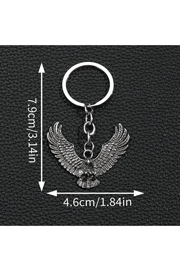 Silver Color Eagle Eagle Model Keychain - 4