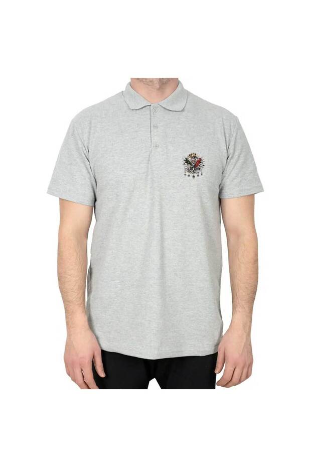 Polo Neck Ottoman Coat of Arms Gray T-Shirt