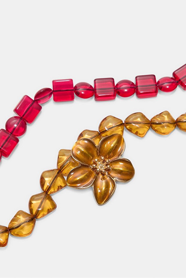 2'li Boncuk ve Çiçek Kolye Seti - 3