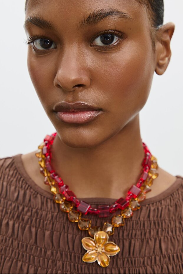 2'li Boncuk ve Çiçek Kolye Seti - 2