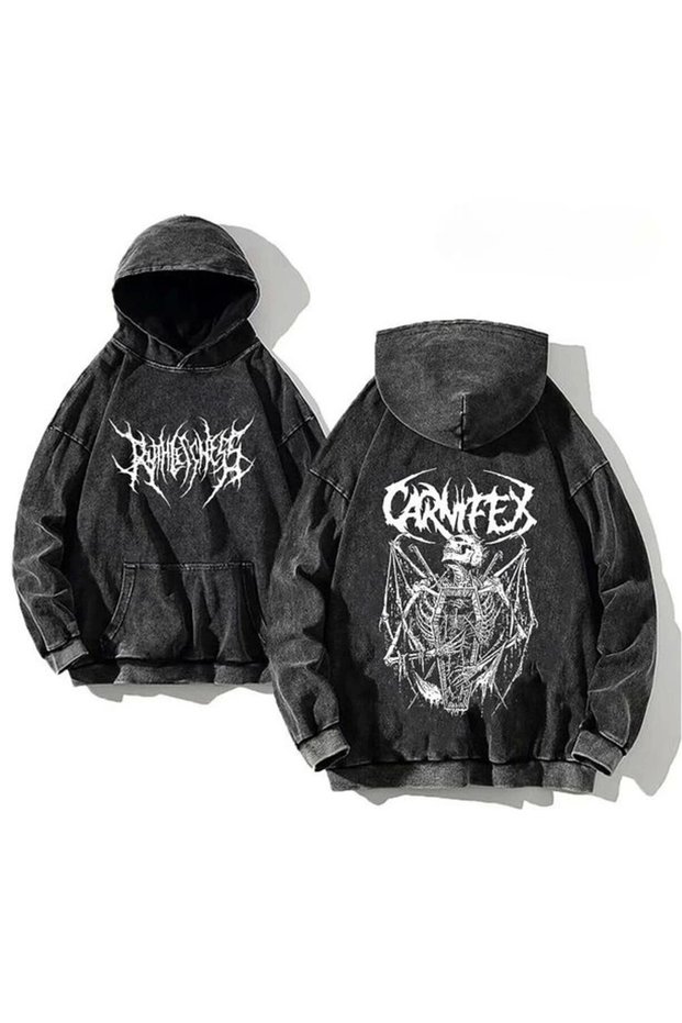 Washable Carnifex Detail Hooded Sweatshirt