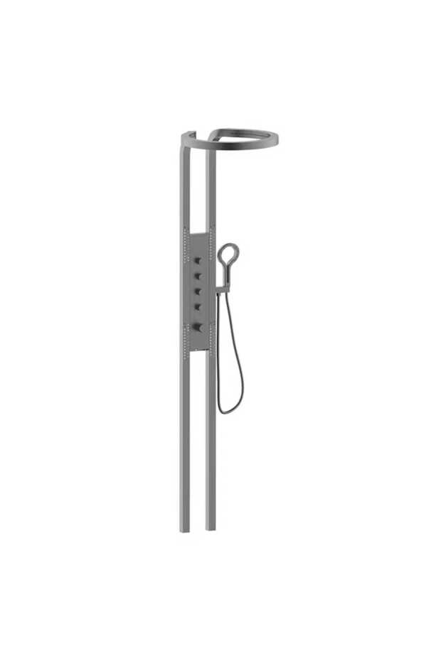 TRENDY S shower panel, with hydromassage, four functions and LCD display, satin finish - 1