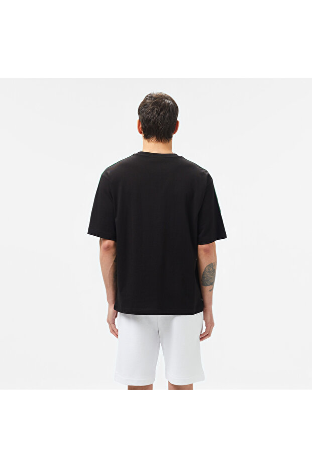 Erkek Relaxed Fit Bisiklet Yaka Baskılı Siyah T-Shirt - 2
