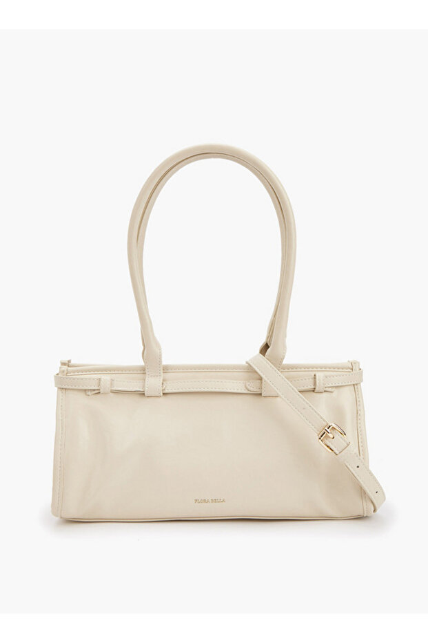Solid Double Handle Shoulder Bag with Detachable Strap - W 32.5 x H 17 x D 11 cm