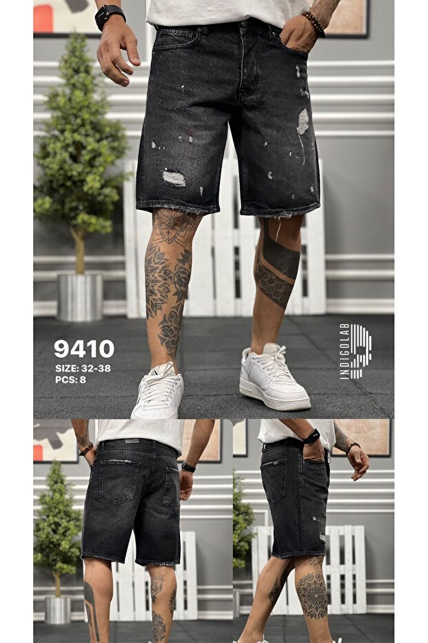 Erkek Mavi Baggy Denim Şort - 1