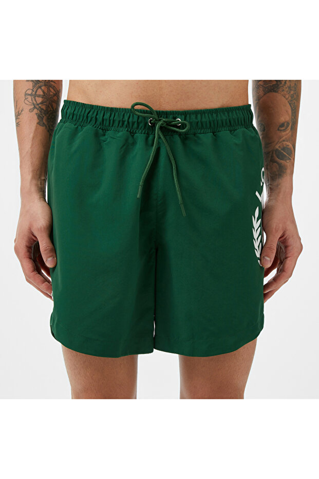 Erkek Regular Fit Baskılı Yeşil Deniz Şortu - 4