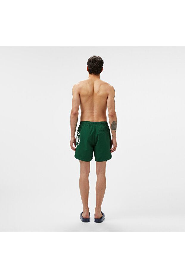 Erkek Regular Fit Baskılı Yeşil Deniz Şortu - 3