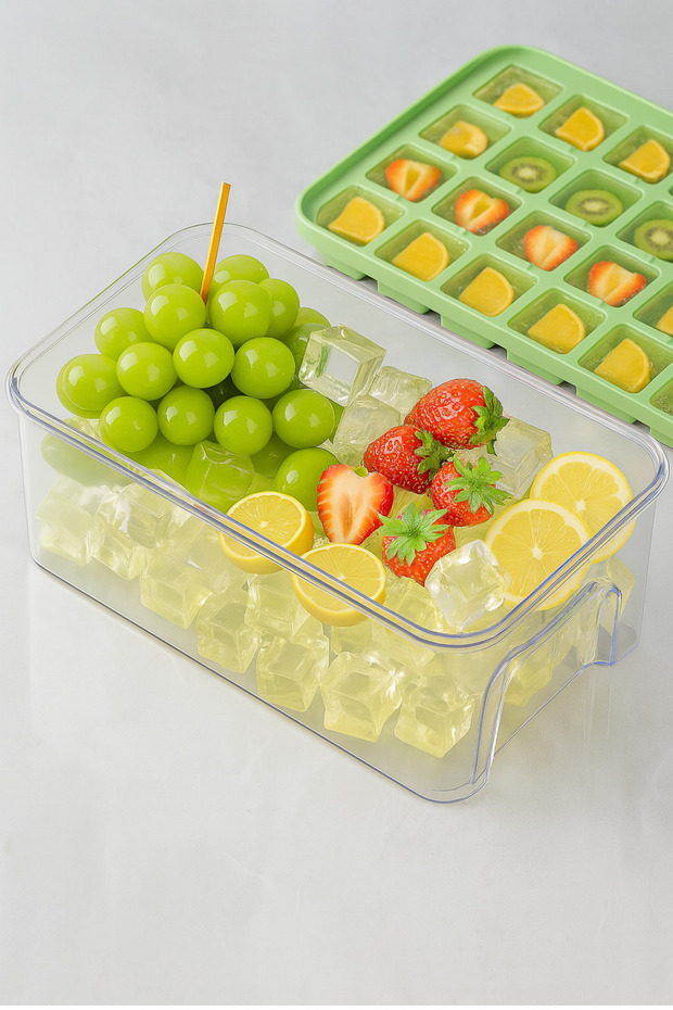 Ice Storage Box with Lid-New Generation Press Ice Box, 2 Layers 56 Compartments Ice Box - 3