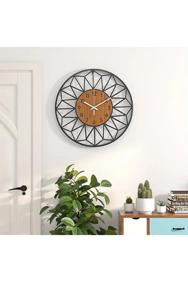 ÖZEL AHŞAP KUTUSUNDA MODERN IŞIKLI DUVAR SAATİ SİYAH CEVİZ 50 CM ÖLÇÜSÜNDE - 4