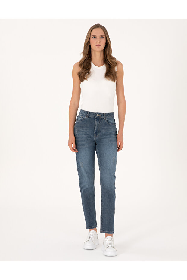 Indigo Mom Fit Jean Pants 50310742-Vr028