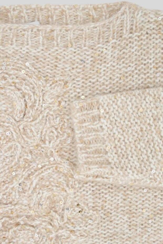 Kadın Pullu Kazak Bej - 3