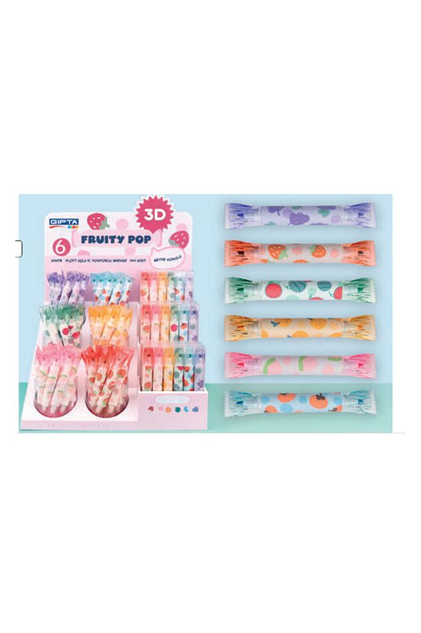 Fosforlu Kalem Fruity Pop Kokulu 6 Renk Std F1479 (144 Lü Paket) - 1
