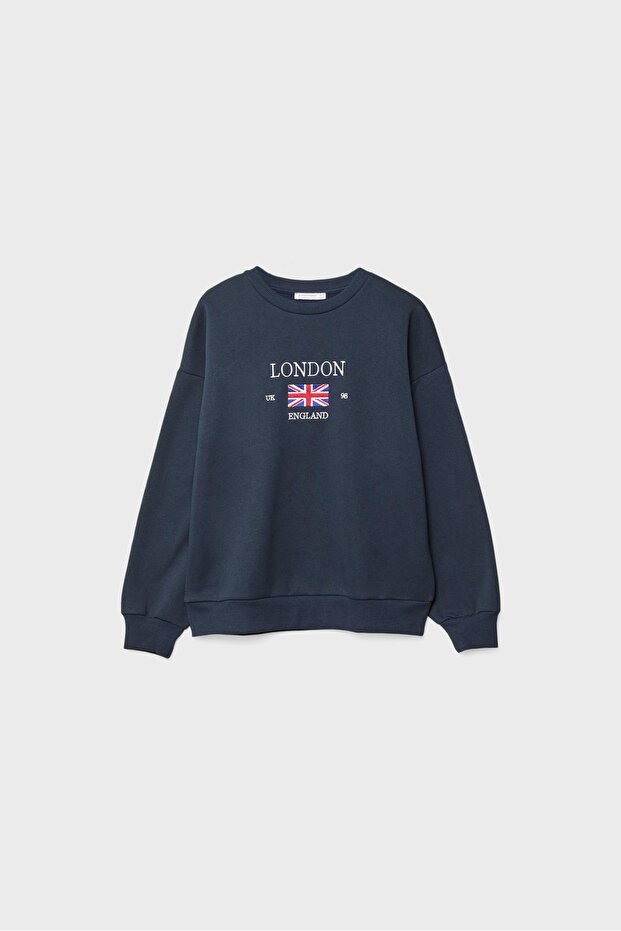London işlemeli sweatshirt - 5