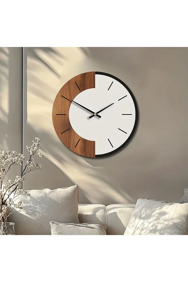 ÖZEL AHŞAP KUTUSUNDA MODERN IŞIKLI DUVAR SAATİ SİYAH CEVİZ 50 CM ÖLÇÜSÜNDE - 3