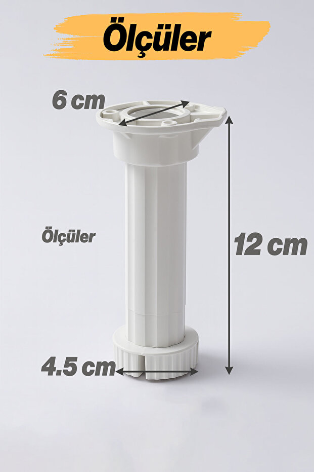 Ayarlanabilir 8 Adet 12 Cm Plastik Ayak Dolap Mobilya Tezgah Yükseltici Yükseltme Ayağı Ayakları - 3