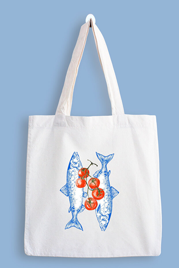 Tomato Fish Waterproof Printed Cloth Bag, Tote Bag