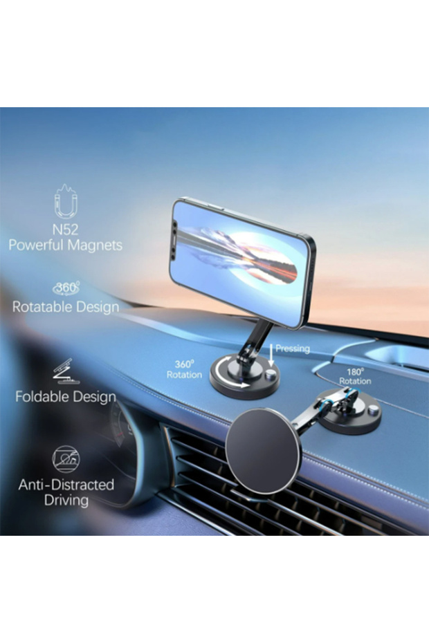 Tesla Model Y Uyumlu 360 Derece Ayarlanabilir Yapışkanlı Mıknatıslı Magsafe Araç Tutucu - 5