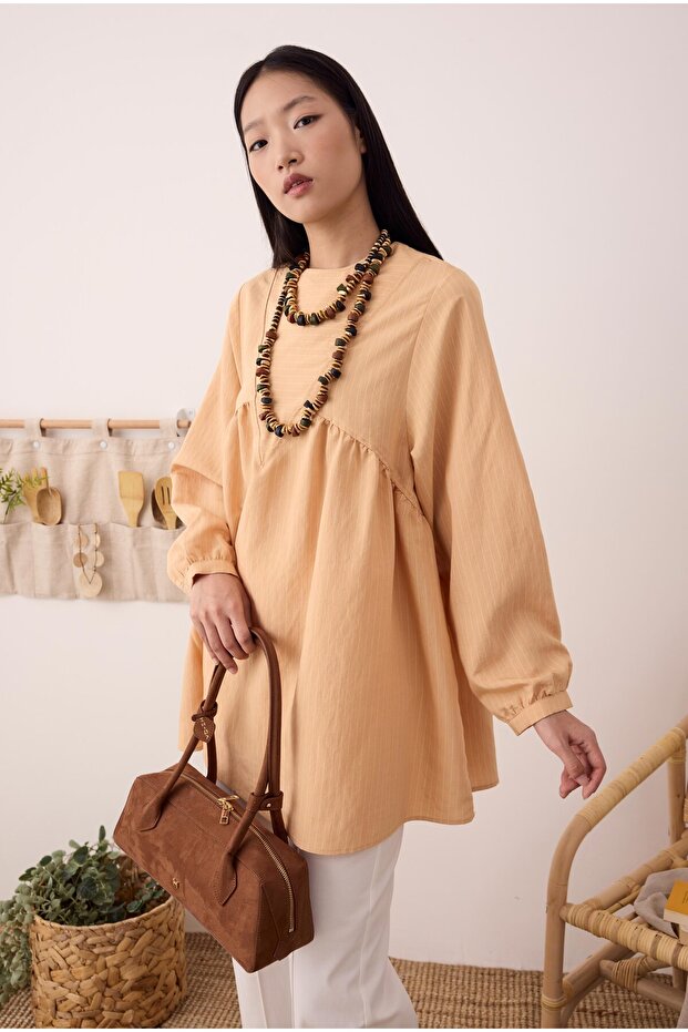 V Panama Tunik Açık Somon - 1