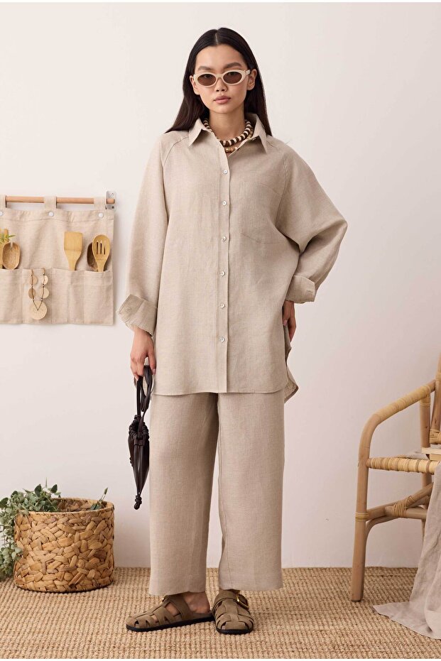 Reglan Kol Basic Keten Gömlek - 3